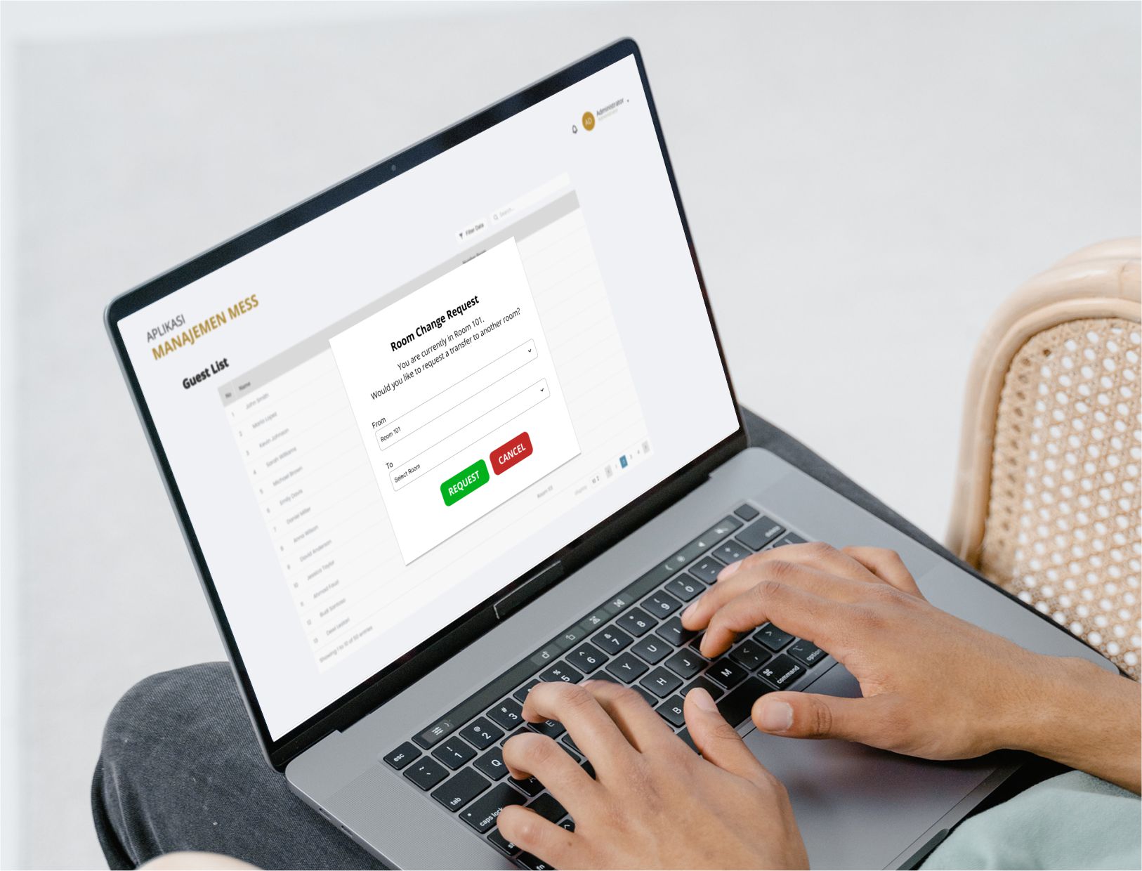 Fitur pindah ruangan di Aplikasi Manajemen Mess - JMC Indonesia